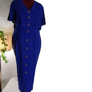 EUC: Coco Blanco Size 18 Royal Blue Vintage Dress